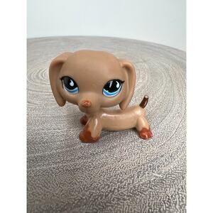 Littlest Pet Shop RARE #518 Dachshund Dog Brown Blue Eyes Tear Drop LPS *Read
